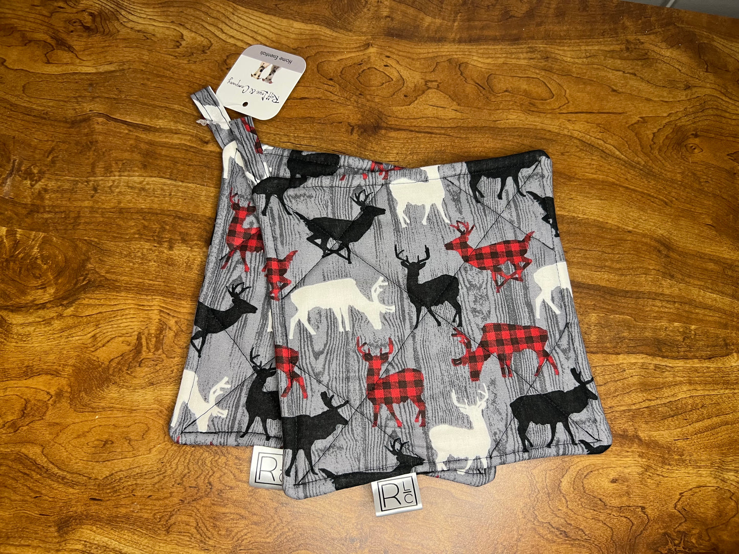 Wooded Checker Animal Pot Holders