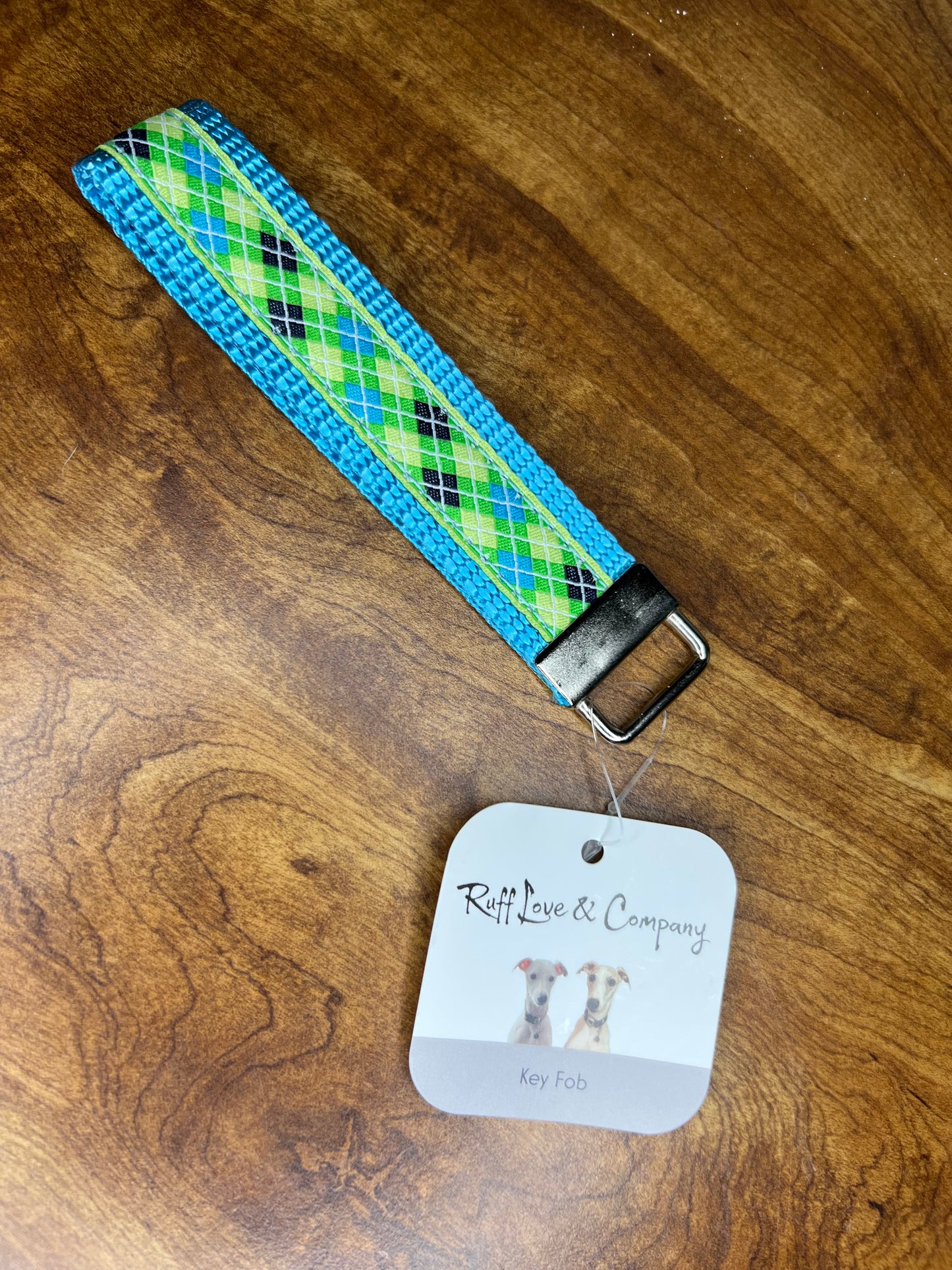 Blue Plaid Key Fob