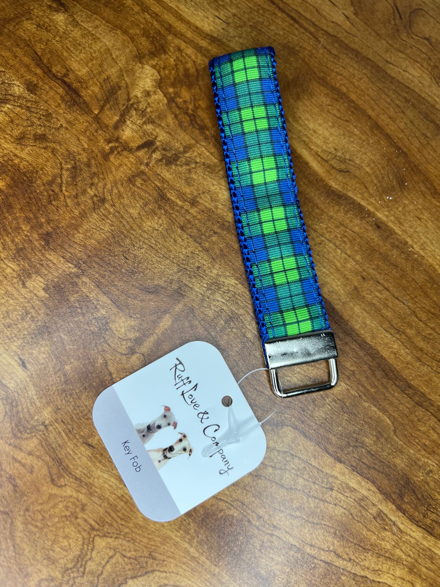 Blue & Green Plaid Key Fob