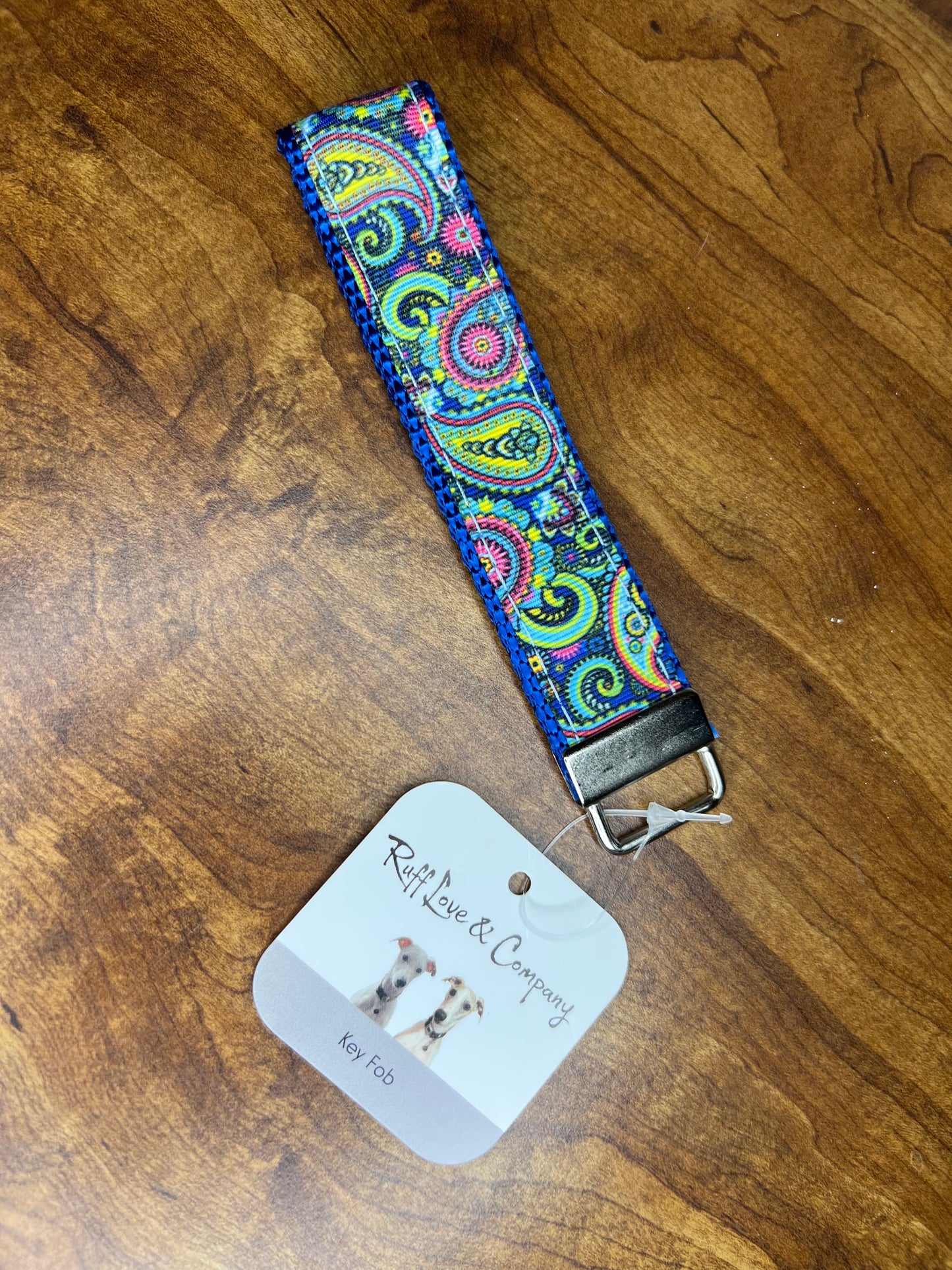 Blue Paisley Key Fob