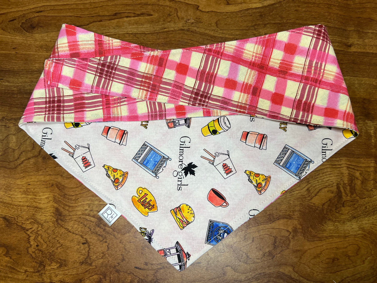 Gilmore Girls & Pink Watercolor Plaid Reversible Tie Bandana